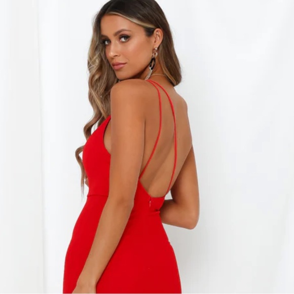 Hello Molly One Shoulder Red Dress with Slit - Picture 3 of 6
